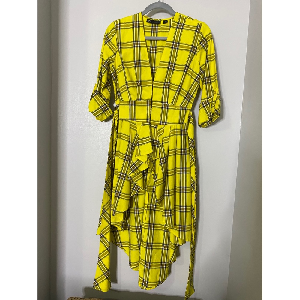 NY&CO Hi Lo Yellow & Blue Peplum Top size XS
